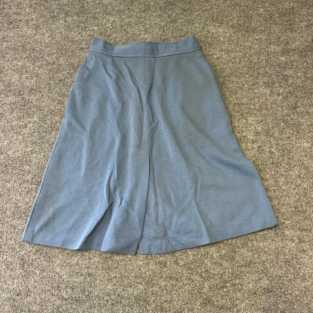 Vintage Skirt Womens Size 28 Blue A-Line Button Front Utility Pocket Midi 70s